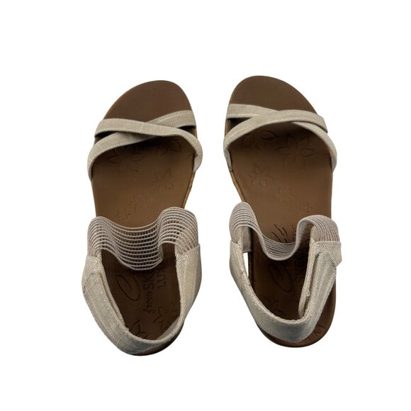 Skechers Cali Womens Wedge Sandals Size 8.5 Beige Textile Upper Luxe Foam - Picture 2 of 8